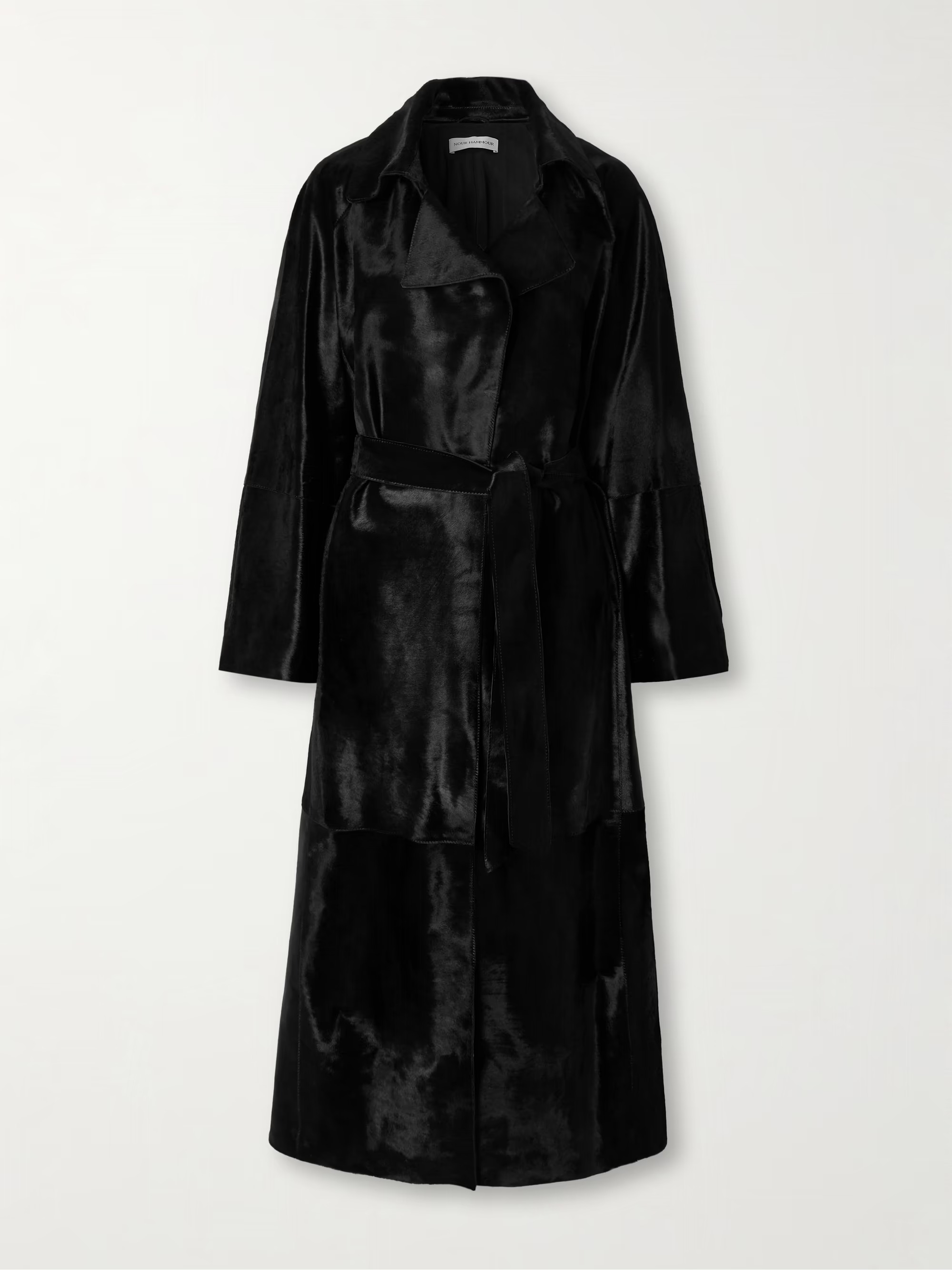 NOUR HAMMOUR, Althea belted cow hair coat