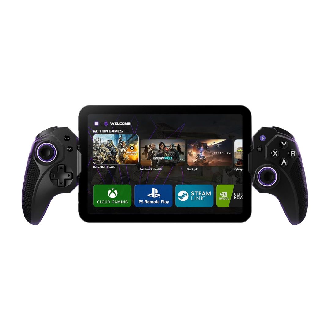 The ELO Vagabond controller holding a tablet on a white background