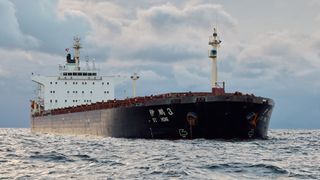 The Chinese ship, the bulk carrier Yi Peng 3 is anchored and being monitored by a Danish naval patrol vessel (unseen) in the sea of Kattegat, near the City og Granaa in Jutland, Denmark, on November 20, 2024. Denmark's navy said on November 20, 2024 it was shadowing a Chinese cargo vessel in the Baltic Sea, a day after Finland and Sweden opened investigations into suspected sabotage of two severed undersea telecoms cables. "The Danish Defence can confirm that we are present in the area near the Chinese ship Yi Peng 3," the military wrote in an email to AFP, adding that it would make no further comment for the time-being. (Photo by Mikkel Berg Pedersen / Ritzau Scanpix / AFP) / Denmark OUT (Photo by MIKKEL BERG PEDERSEN/Ritzau Scanpix/AFP via Getty Images)