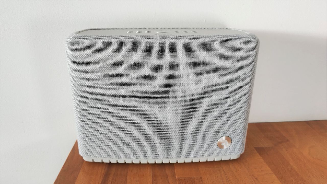 Audio Pro A15 review: speaker head on in front of a white wall