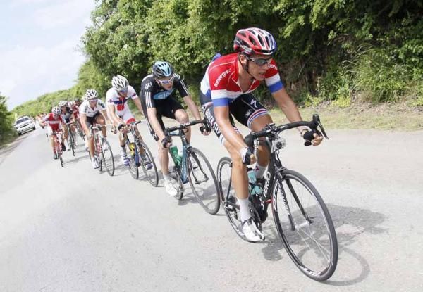 The eventual race winner leads the field