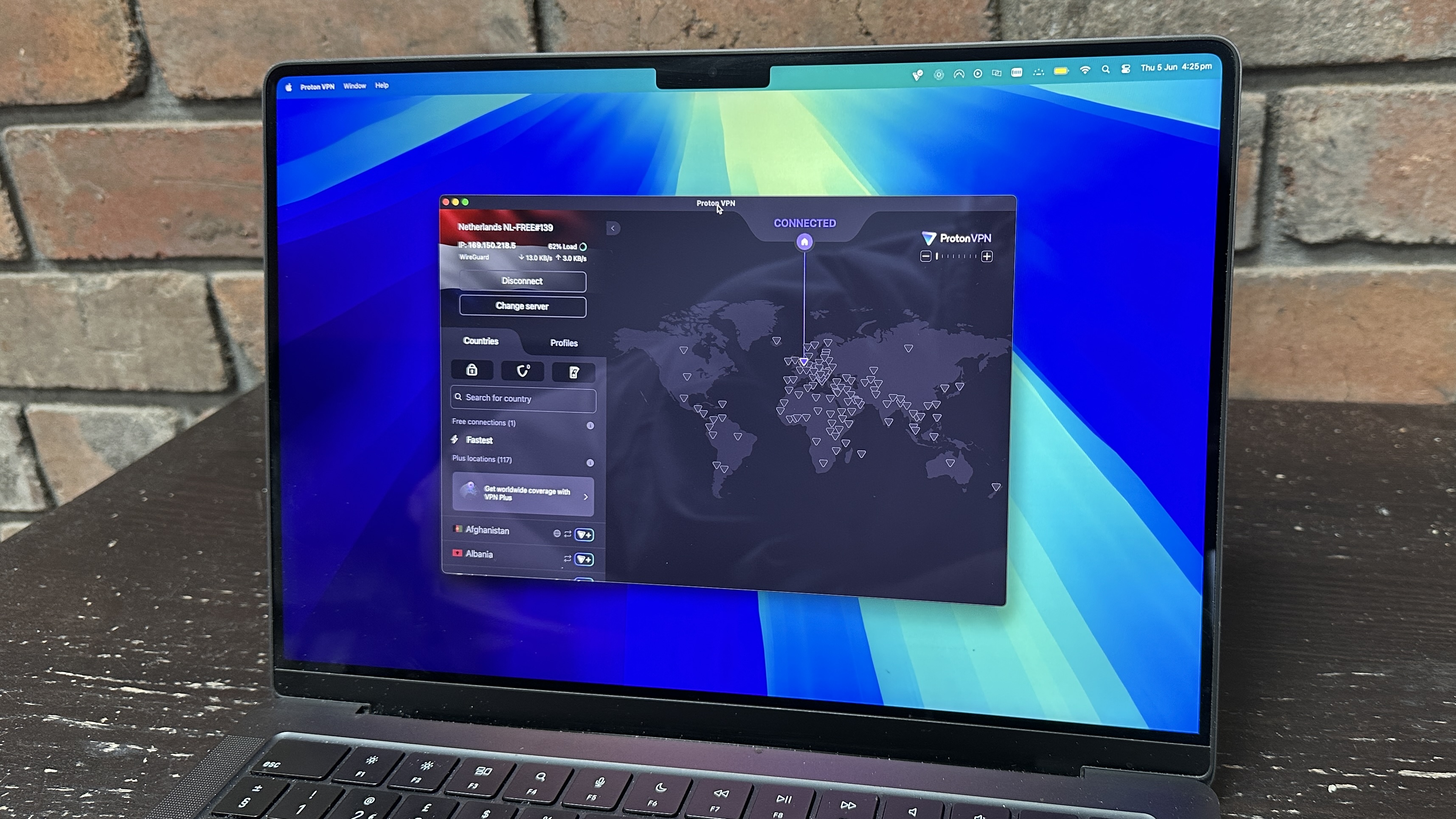 Proton VPN Free running on a Macbook Pro