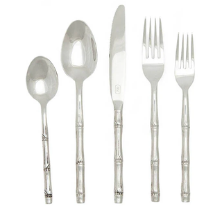 silver bamboo flatware set