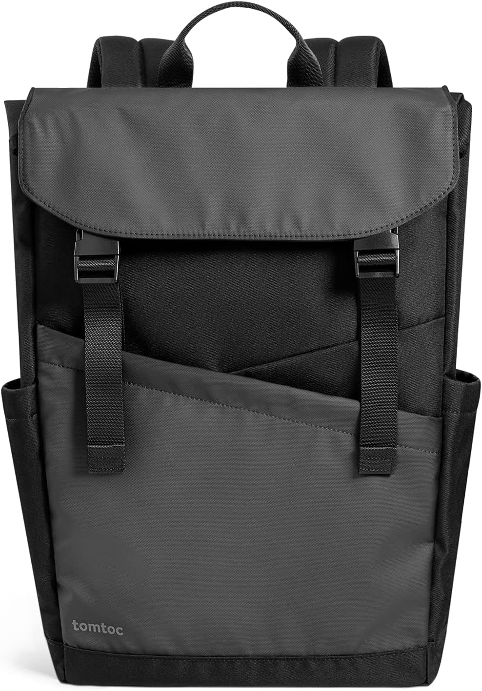Tomtoc Flap Laptop Backpack, Lightweight, Water-Resistant College Travel Casual Daypack, Slim Durable Work-Pack Rucksack for 13-16 Inch Macbook Laptop, Large Capacity, 18l, Black