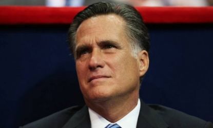 Mitt Romney listens as New Jersey Gov. Chris Christie delivers the keynote address during the RNC: Romney doesn't agree with his party's hardline stance that abortion should be banned, which 