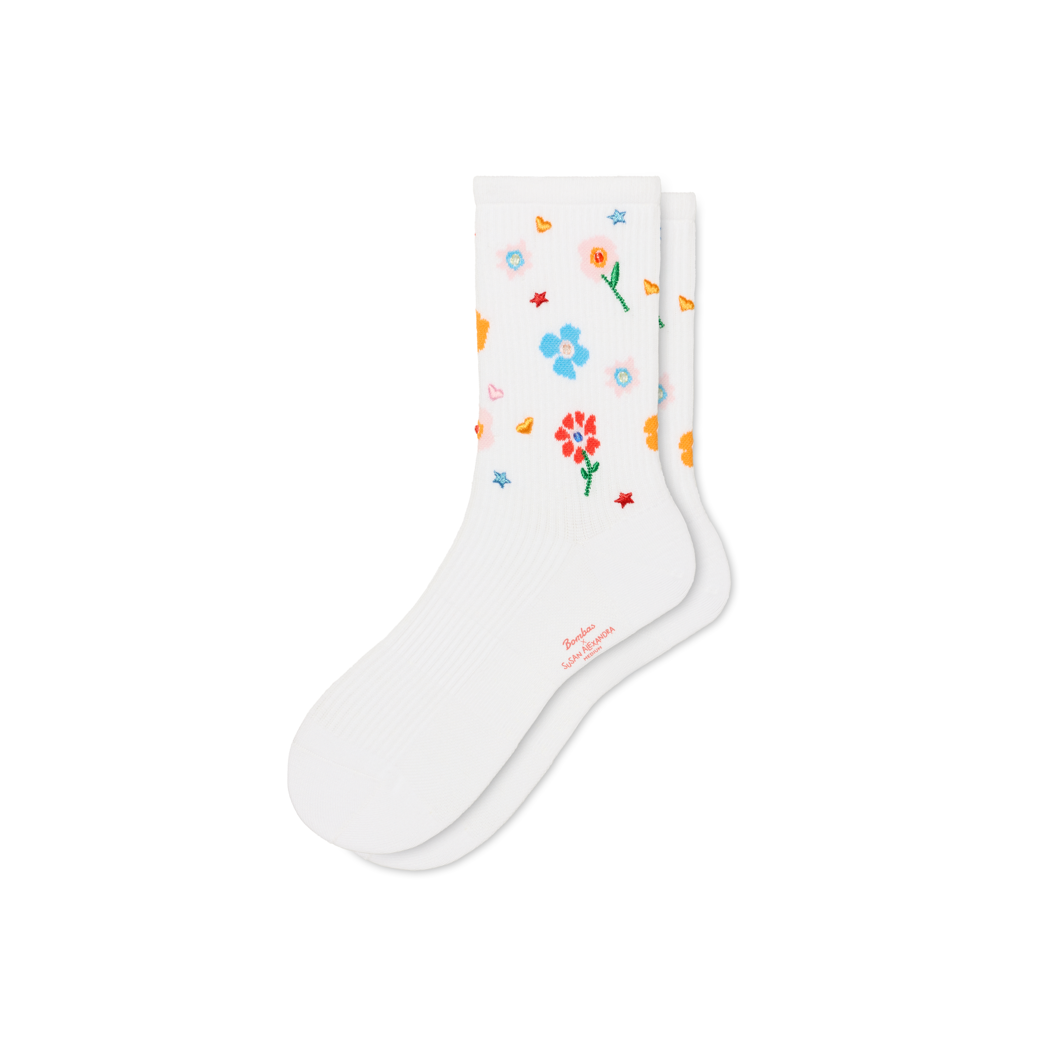 Bombas X Susan Alexandra Floral Embroidered Half Calf Socks
