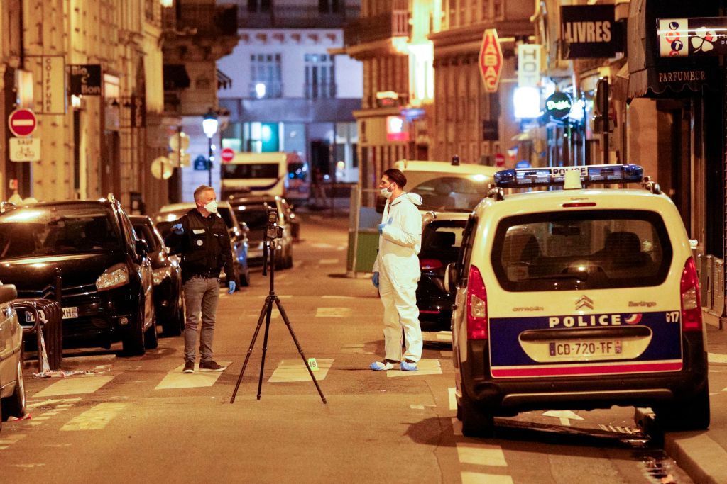 The aftermath of a knife attack in the opera district of Paris