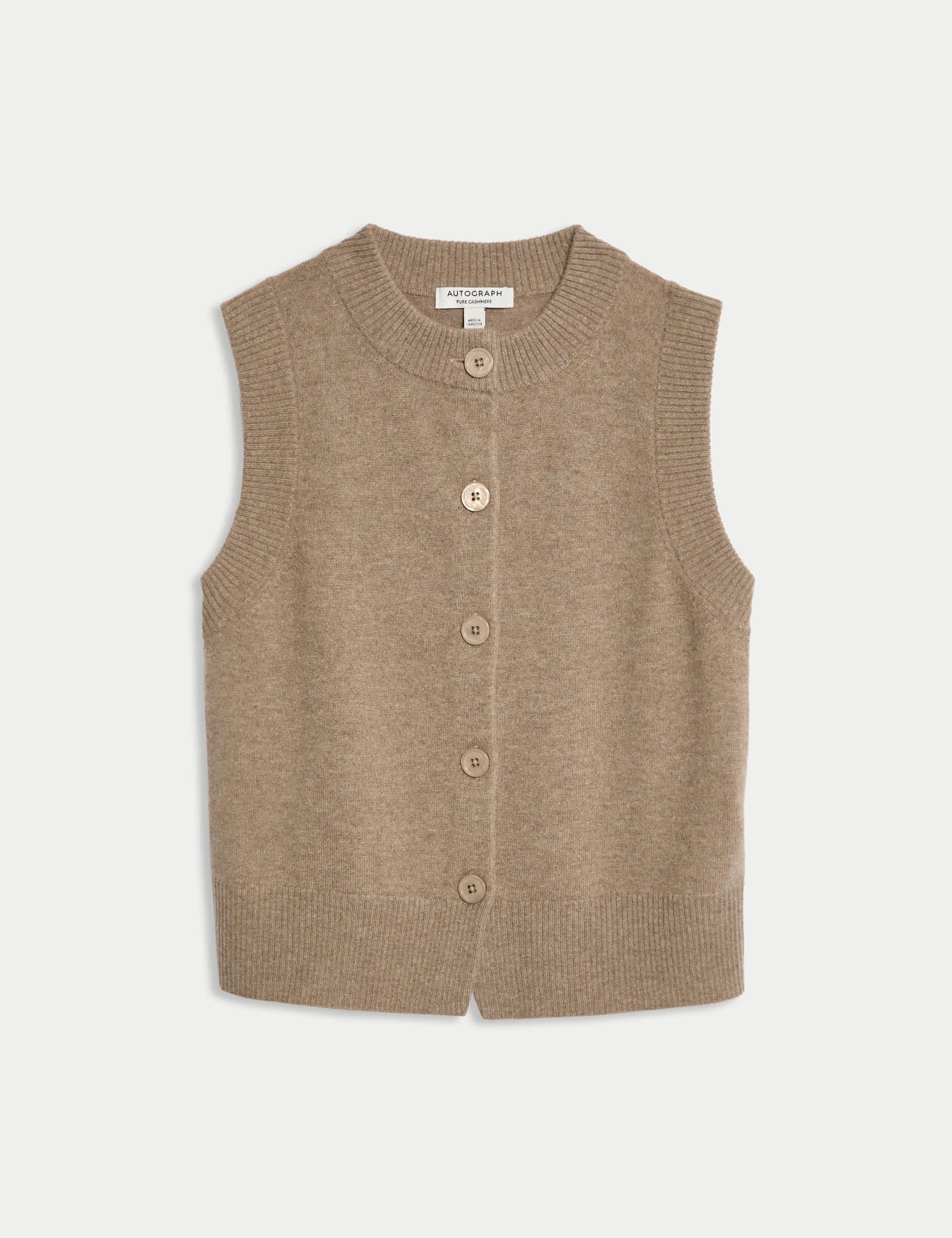 Pure Cashmere Button Through Knitted Vest