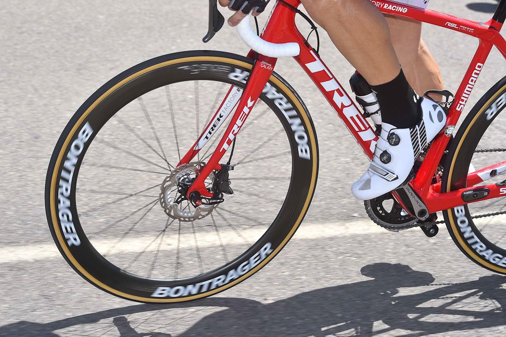 Disc brakes on a Trek bike during stage 6.