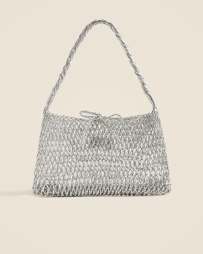Small Cadiz Handknotted Shoulder Bag in Metallic