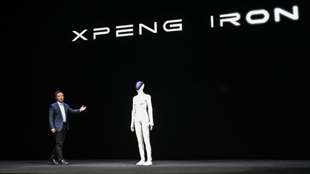 He Xiaopeng, cofounder and chairman of Xpeng, introducing Xpeng's next-gen IRON robot on Nov. 5.