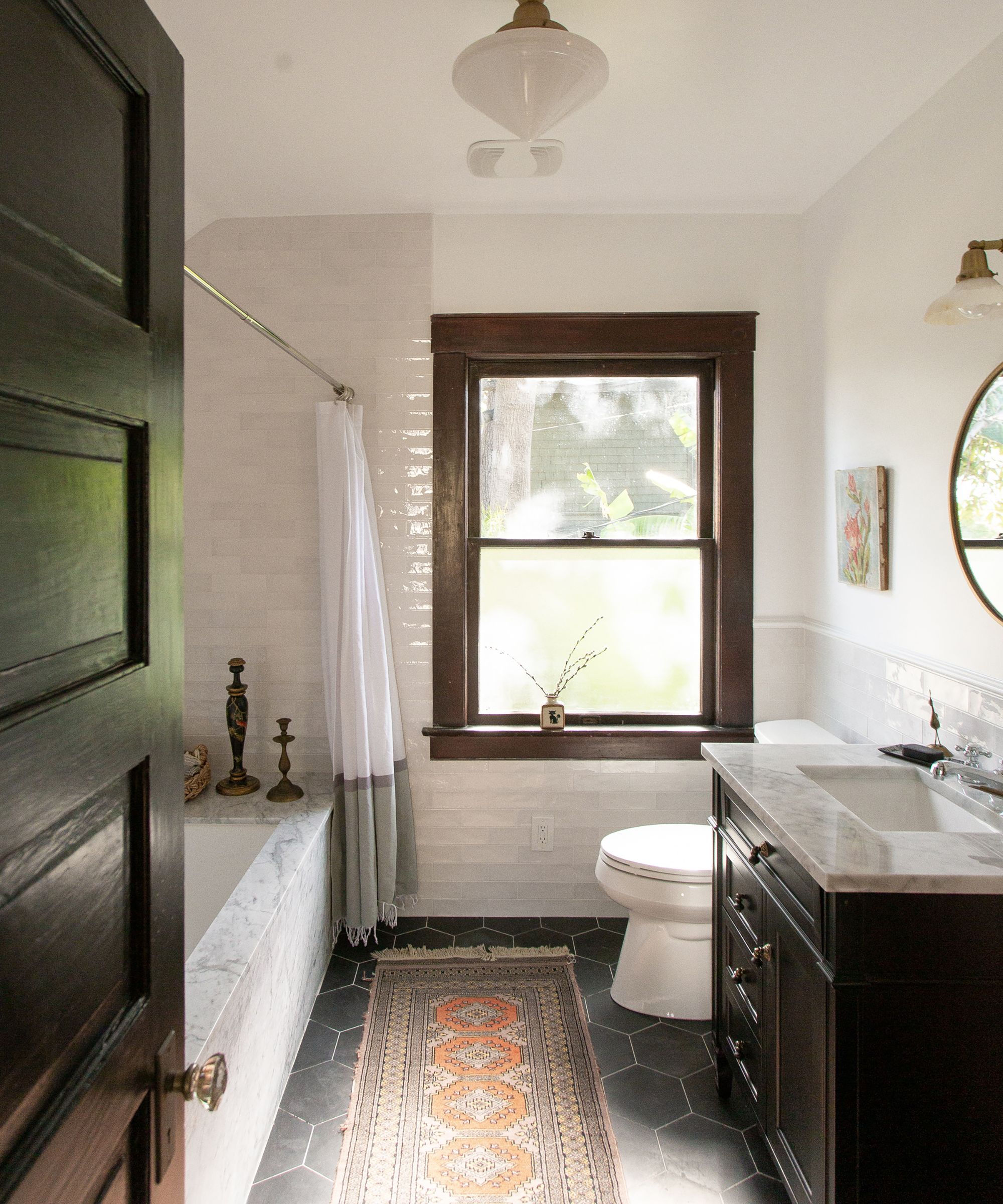 bathroom with antique and vintage accents