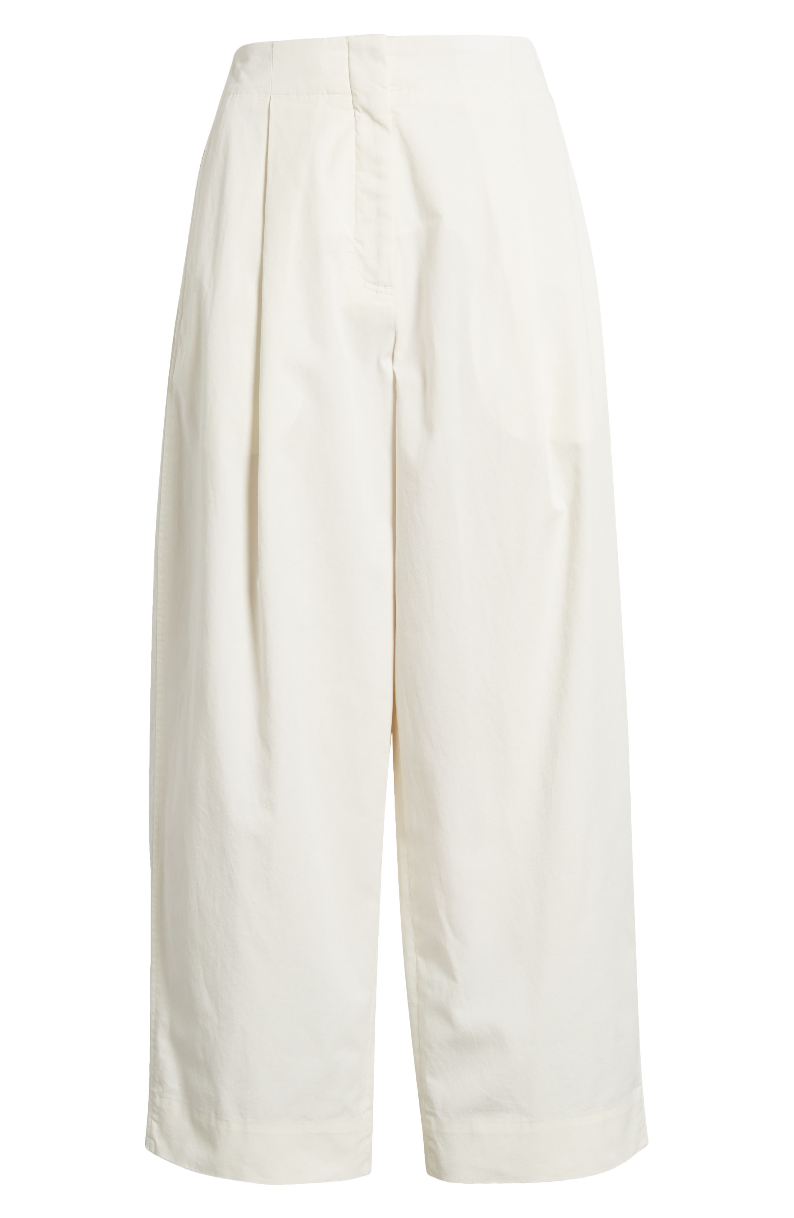 Pleated Wide Leg Twill Chino Pants