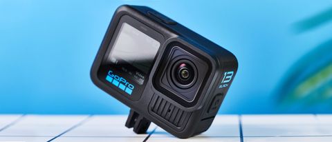 GoPro Hero13 Black on a white surface with a blue background