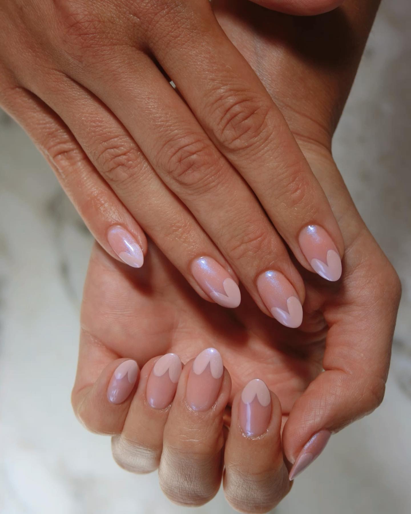 Glazed chrome heart tips by Imarni Nails