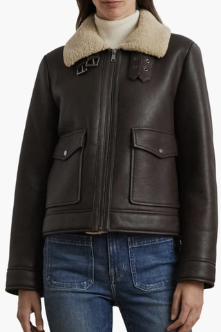 Ralph Lauren Faux Leather & Faux Shearling Bomber Jacket (Was $300)