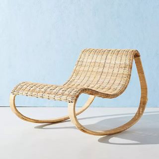 A rattan rocking chair