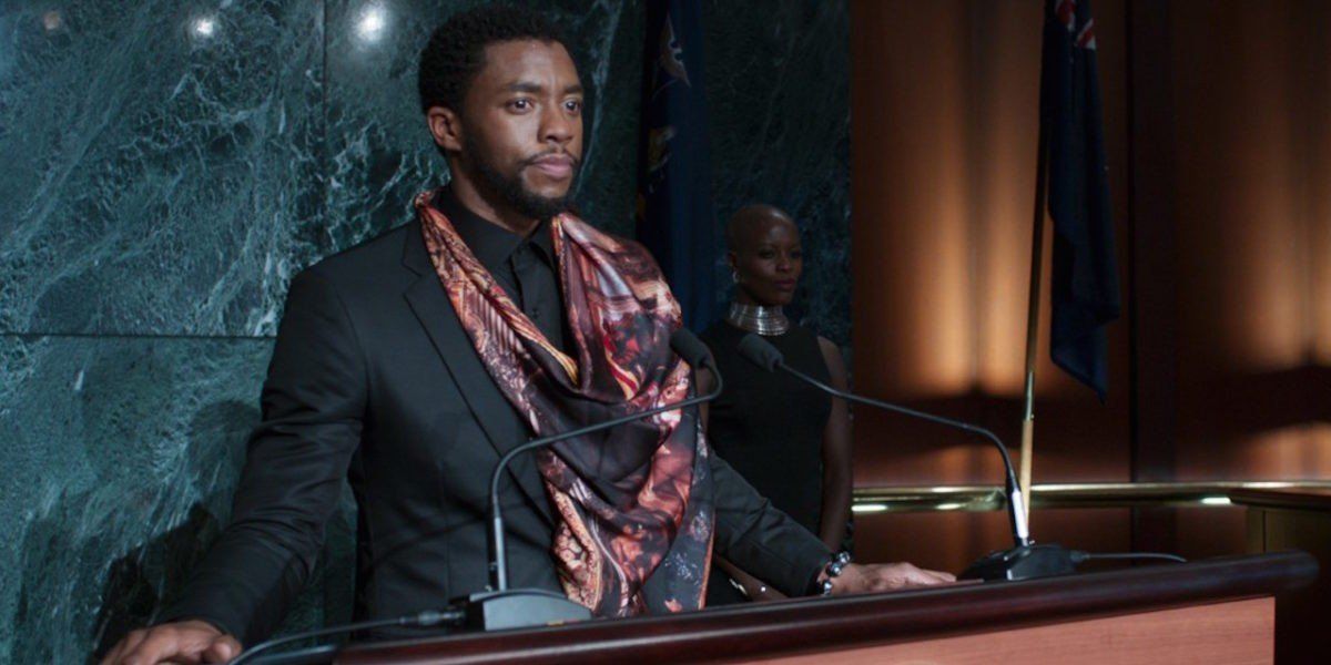 Chadwick Boseman as T&#039;Challa in Black Panther (2018)