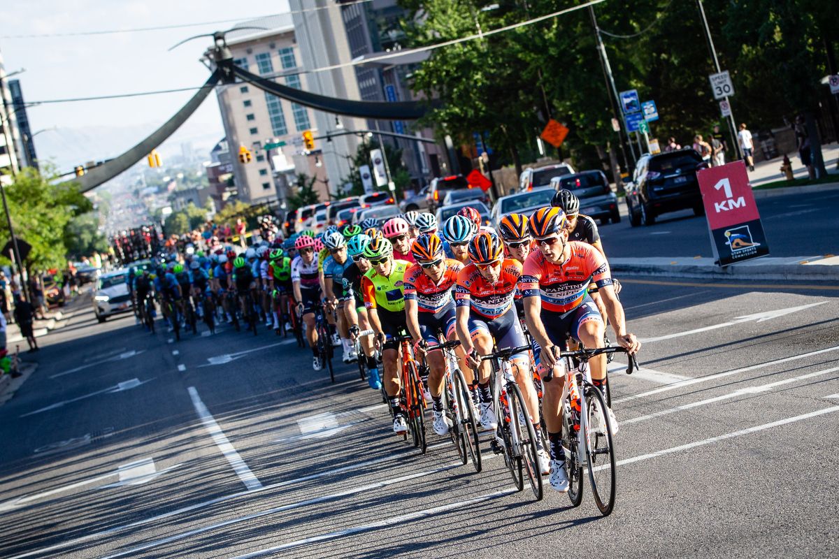 The riders wait for the finale of the stage