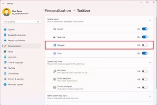 Disable Widgets from the Taskbar