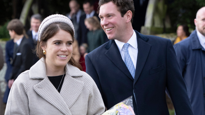 Princess Eugenie and Jack Brooksbank attend the Christmas Day service at St Mary Magdalene Church on December 25, 2022 in Sandringham, Norfolk. King Charles III ascended to the throne on September 8, 2022, with his coronation set for May 6, 2023.