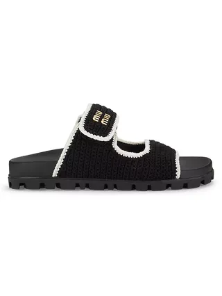 Logo Cotton Crochet Sandals