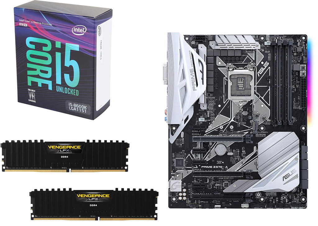 Get a Core i5-8600K with 16GB DDR4-3000 RAM and Z370 motherboard