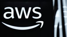 Amazon Web Services (AWS) logo pictured at the Hannover Messe industrial trade fair.