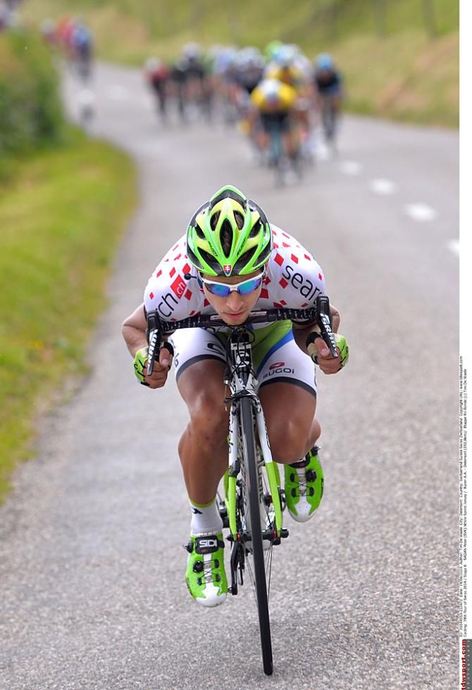 Peter Sagan (Cannondale) just falls away from the peloton