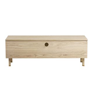 pale ash chest with brass key and lock