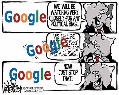 Political Cartoon U.S. GOP Social Media Political Bias Google Censorship