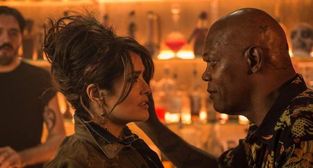 Salma Hayek and Samuel L. Jackson in The Hitman's Wife's Bodyguard.
