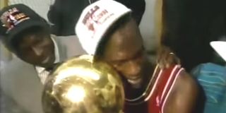 Michael Jordan after winning his first NBA Championship