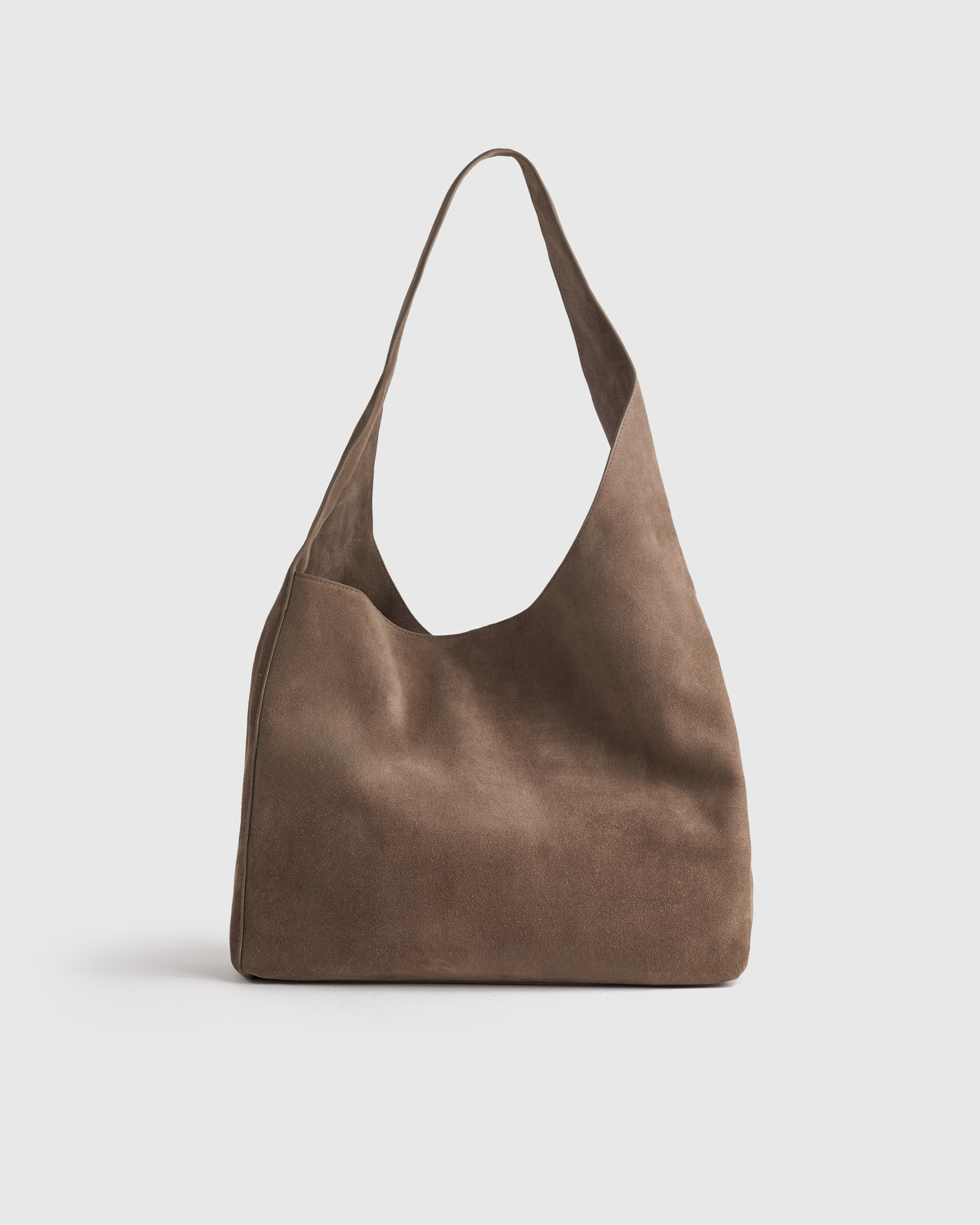 Italian Suede Slouchy Shoulder Bag in Chocolate Brown