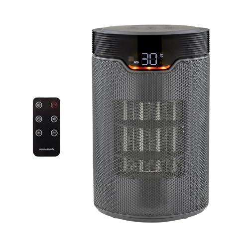 Morphy Richards Heatflux 1500w Electric Ceramic Fan Heater, Remote Control, 15m2, 24hr Timer, Compact, Portable, Quiet, Lightweight, Energy Efficient, 3 Settings, Led Touch Panel, for Bedroom, 825051