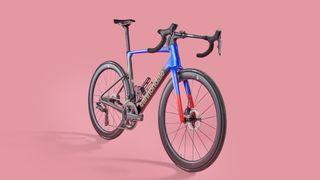 Cannondale SuperSix Evo 4 Hi-mod Ultegra on pink background, front on