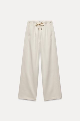 Wide-Leg Textured Trousers