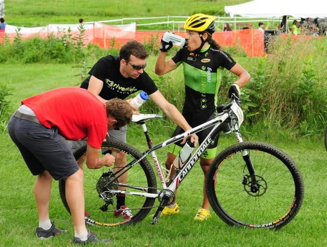 Crystal Anthony had to stop for air in her rear tire