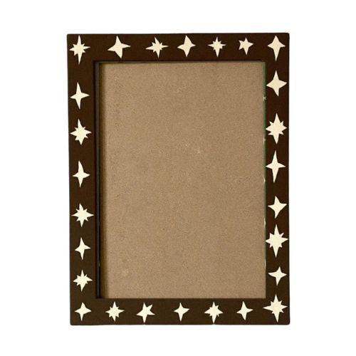 Painted Wood Picture Frame, Brown Wonky Stars