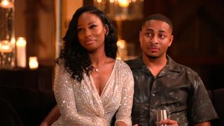 Jelisa Horne and Brian Okoye sitting next to each other in The Ultimatum: Marry or Move on season 2