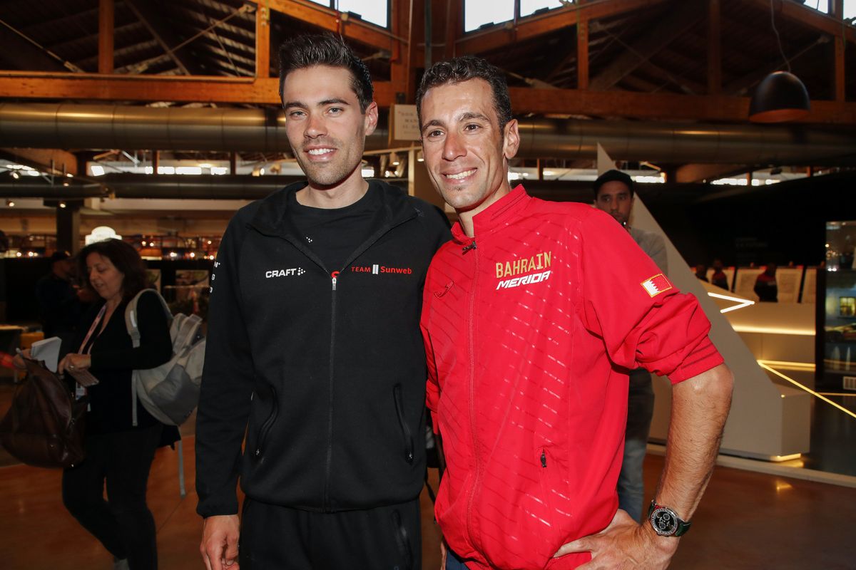 Tom Dumoulin and Vincenzo Nibali before the 2019 Giro d'Italia