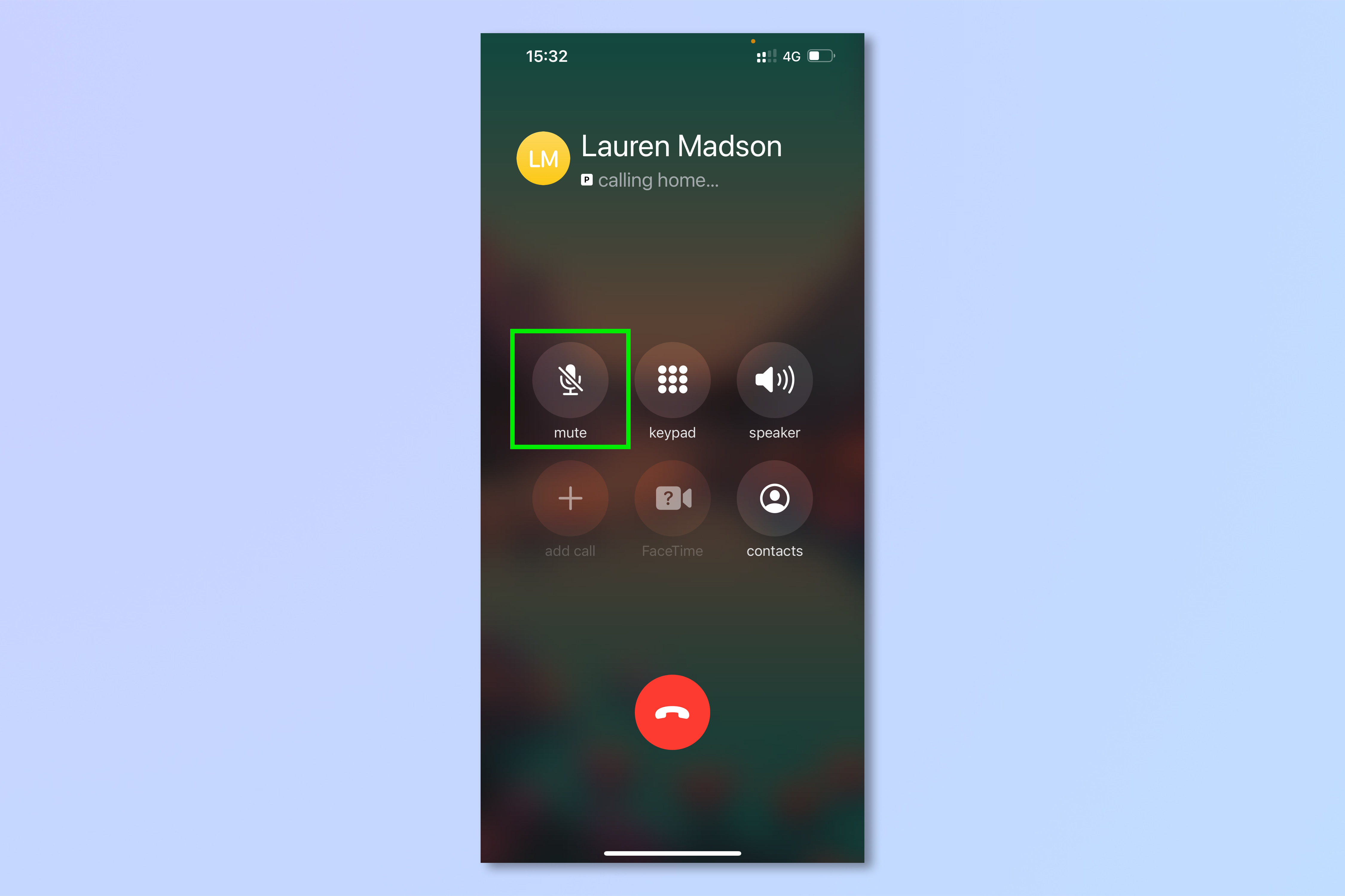 Screenshots showing how to put someone on hold on an iPhone