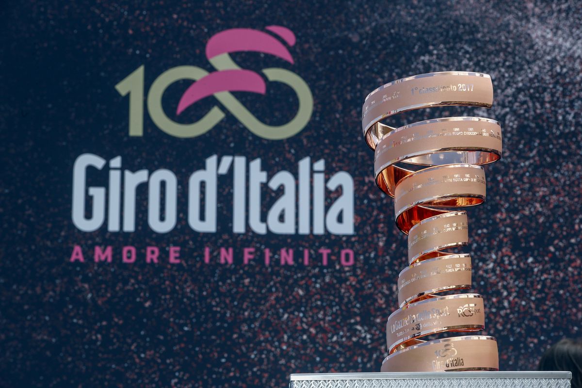 The Giro d'Italia trophy is on tour with the riders