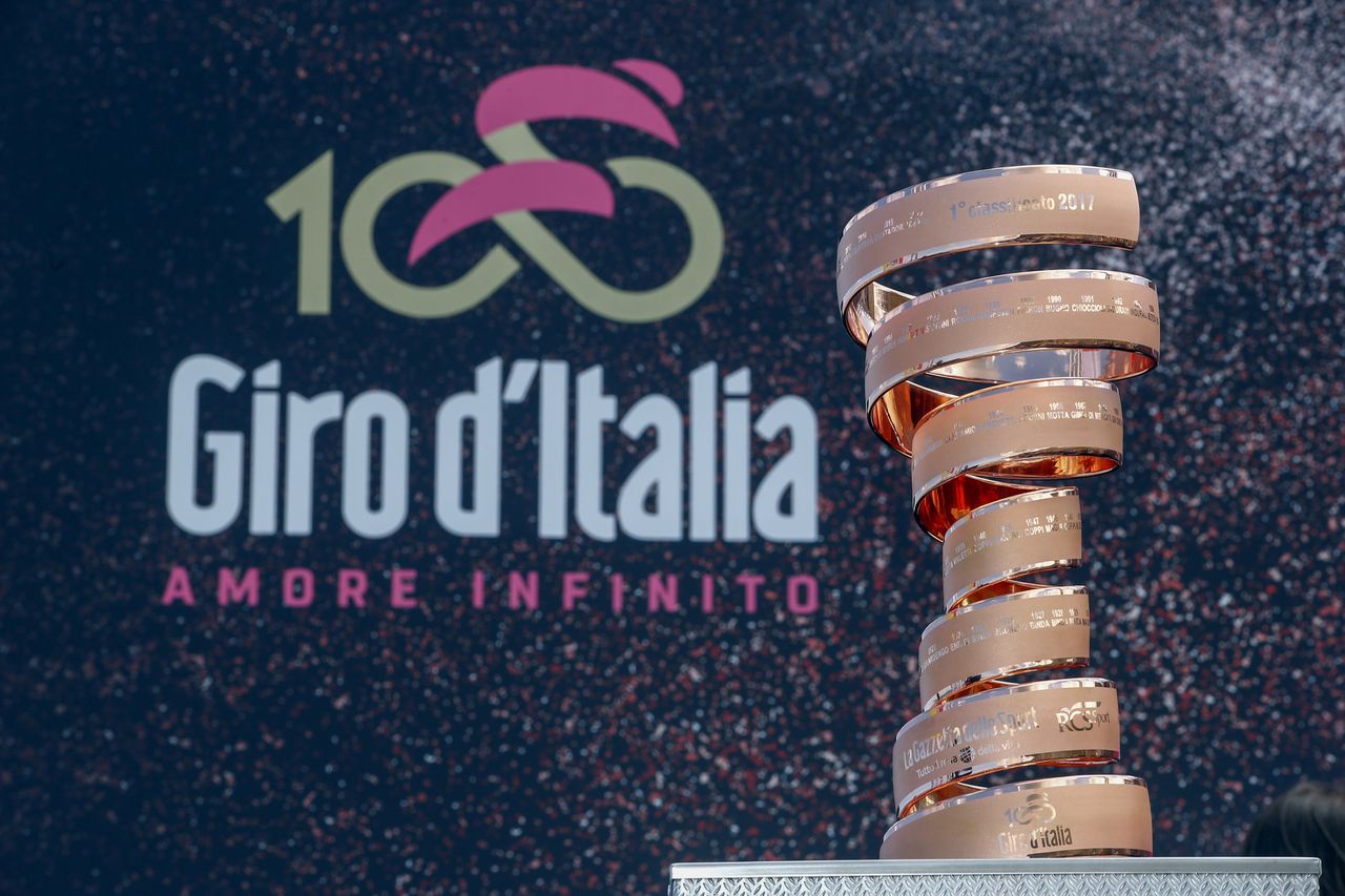 The Giro d'Italia trophy is on tour with the riders