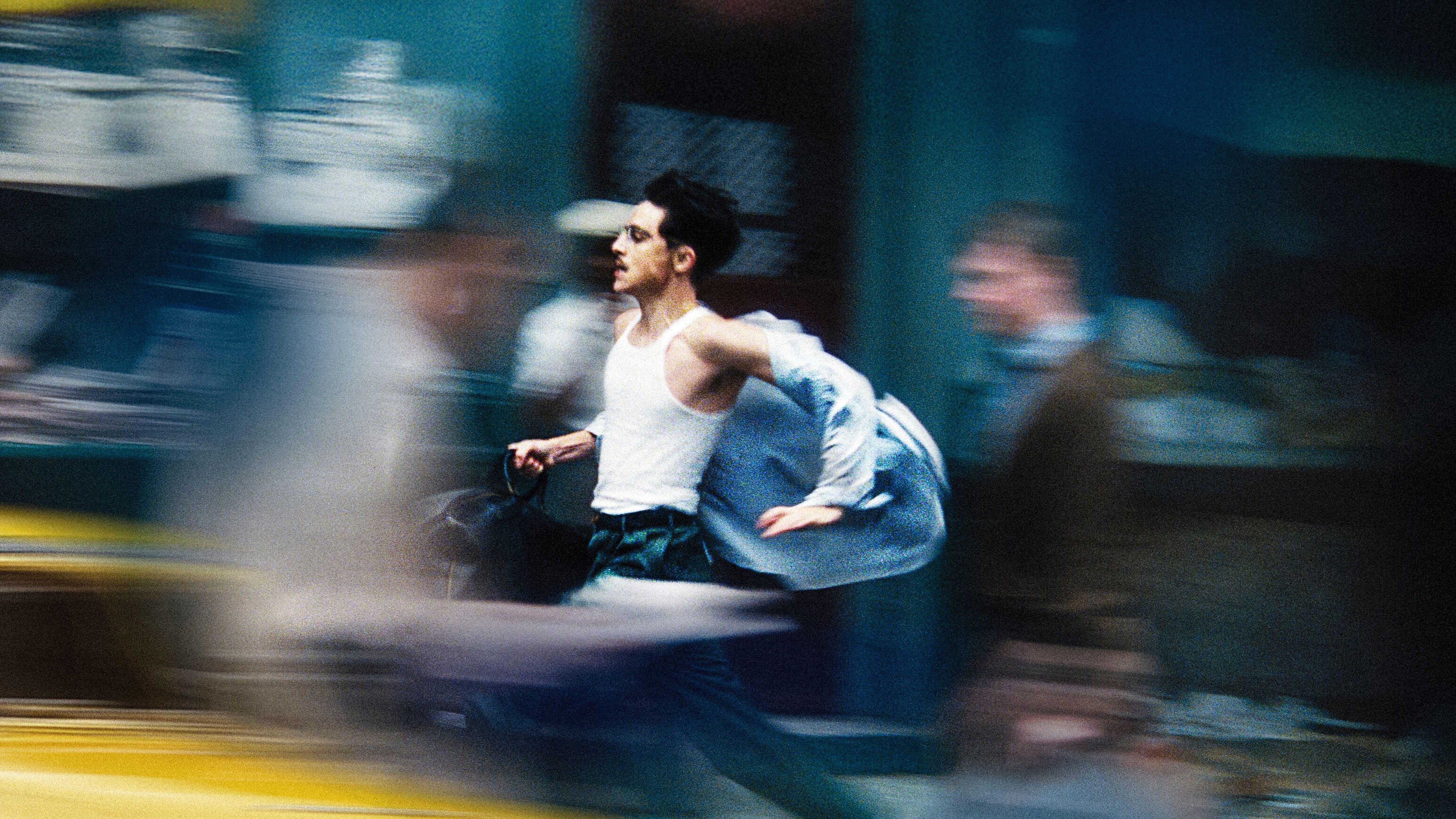 Marty Mauser (Timoth&eacute;e Chalamet) running through New York City in a scene from Josh Safdie's "Marty Supreme"