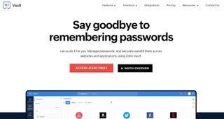 best password managers - Zoho Vault's homepage