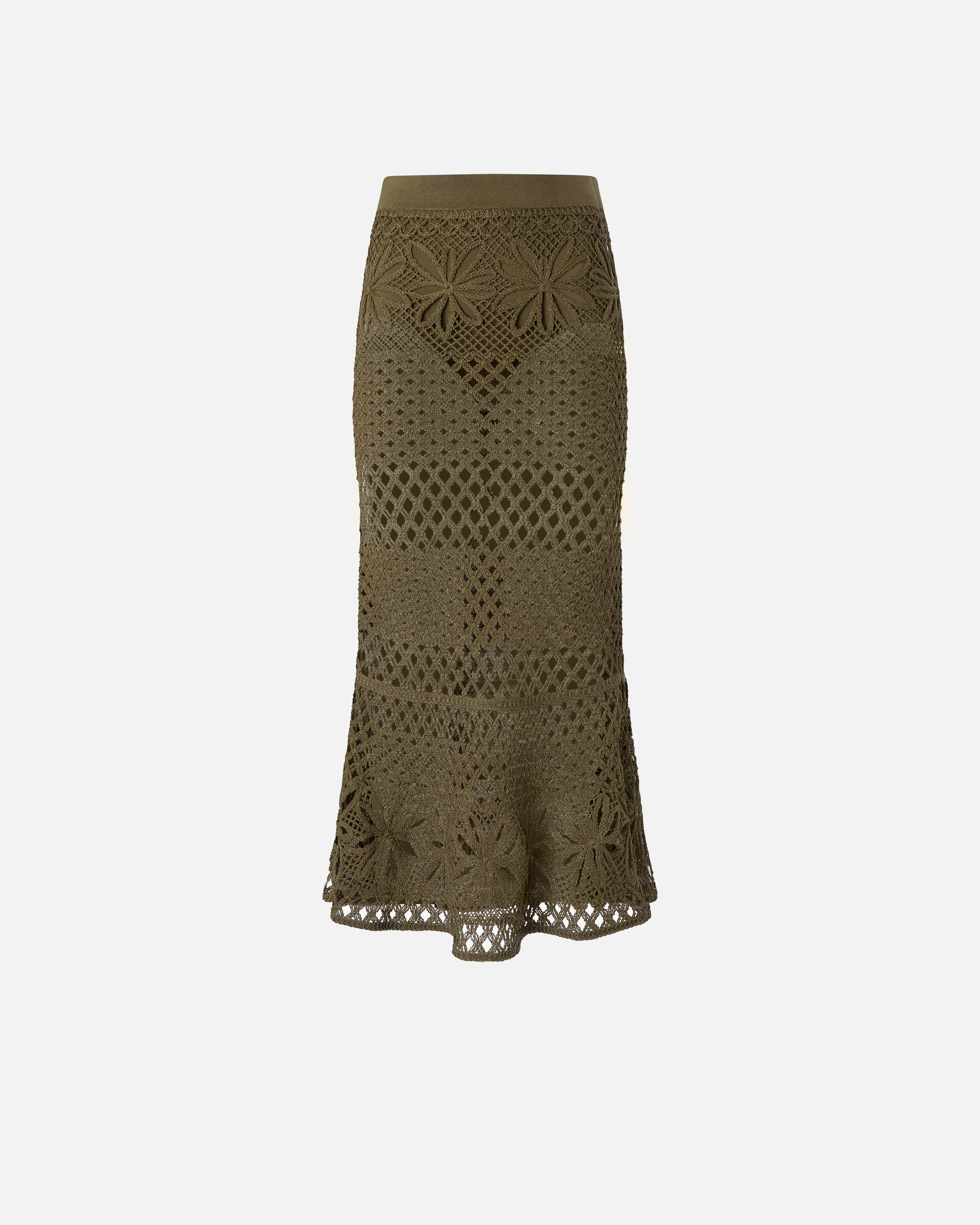 Fancy Crochet-Effect Long Skirt