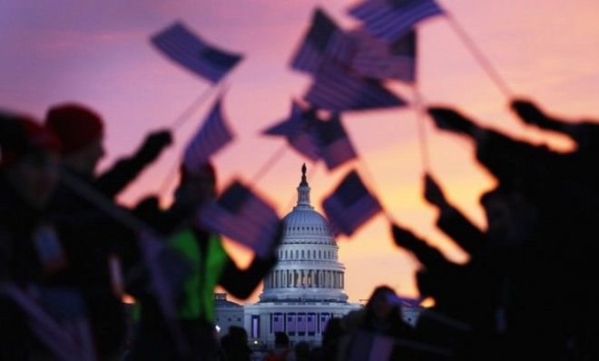 Early birds gather near the U.S. Capitol for Obama&amp;#039;s second inauguration.