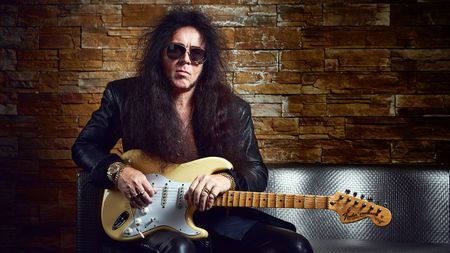 Yngwie Malmsteen photographed with his signature Fender Stratocaster in London while promoting his album Blue Lightning, on January 30, 2019