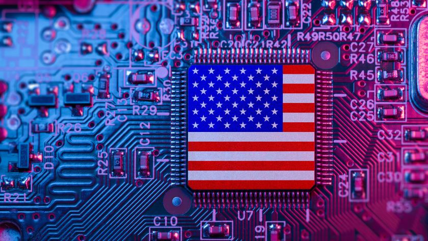 US flag on a chip